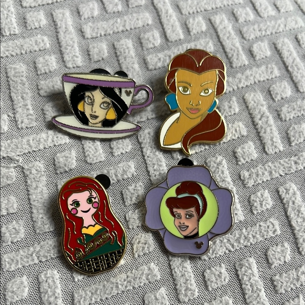 Disney Gold and Silver Enamel Pins Set